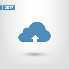 This image represents a cloud upload illustration icon, vector illustration. Flat design style