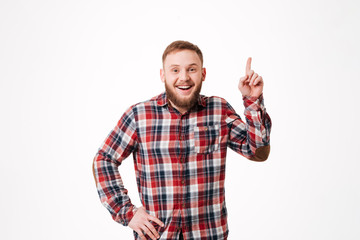 Naklejka premium Happy Bearded man in shirt