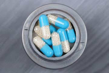 Blue pills pile