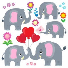 Obraz na płótnie Canvas Stylized elephants theme set 4