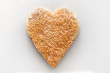 Love heart shape toast isolated on white