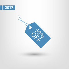 50% OFF tag icon, vector illustration. Flat design style 