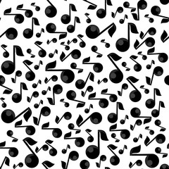 Musical Notes Seamless Pattern on White Background