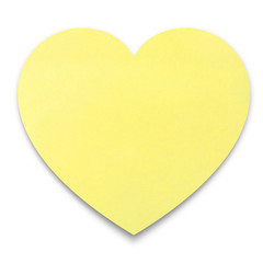 Heart shaped post it note pad on white with clipping path