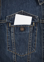 Men's jean shirt with blank card in pocket