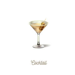 Martini glass icon, with olive
