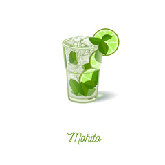 Mojito glass icon, realistic vector illustration