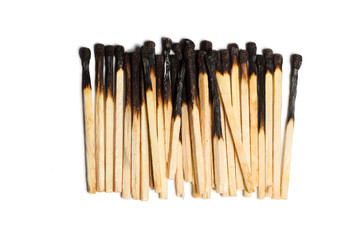 Matches isolated on white background. Closeup shot.