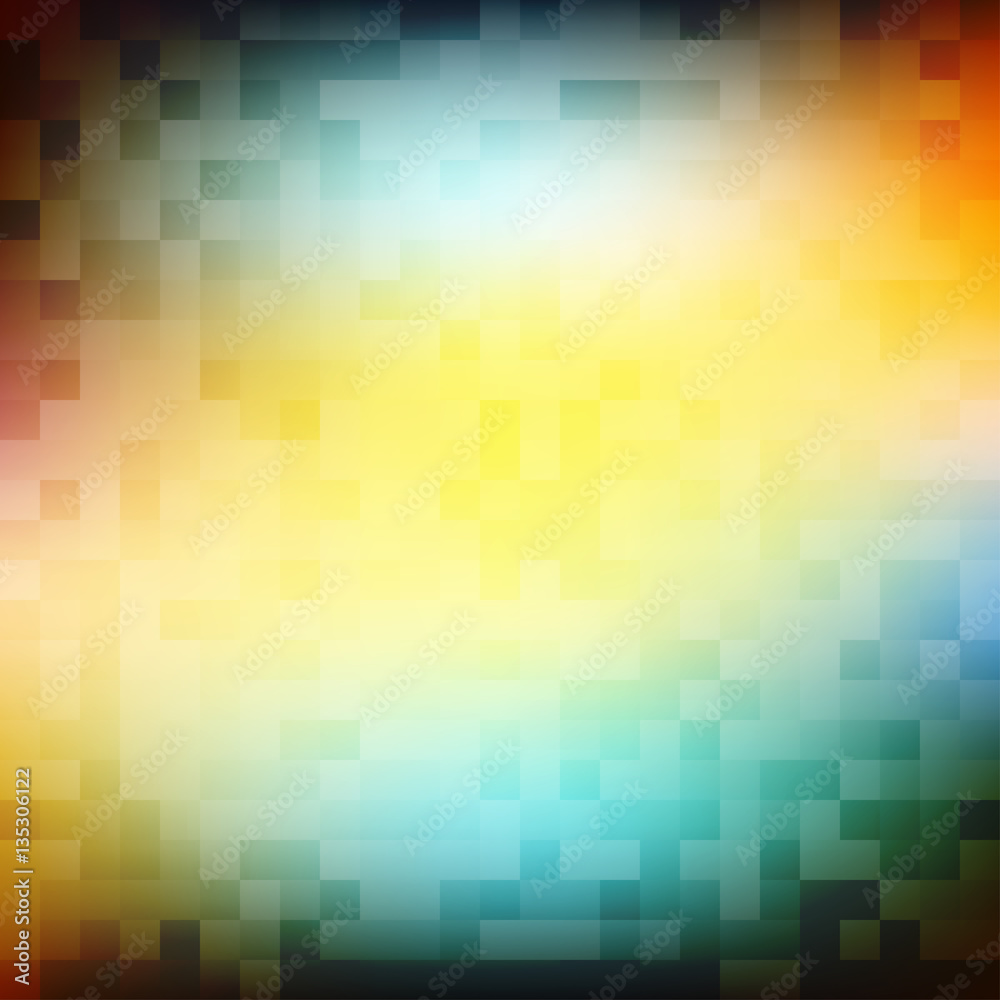 Poster Abstract gradient pattern textured by squares. Vector