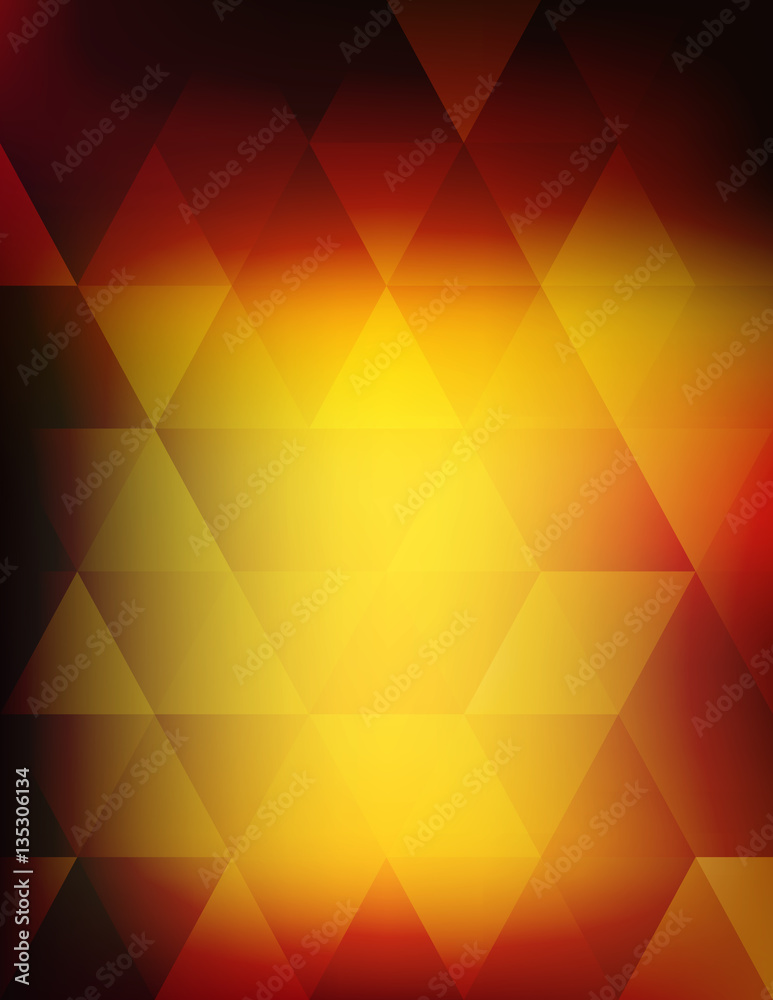 Poster Dark red and yellow pattern with triangles. Vector