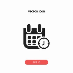 calendar with clock vector icon