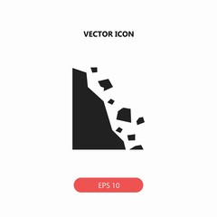 caution falling rocks vector icon