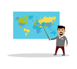 Geography Lesson Flat Design Vector Illustration.