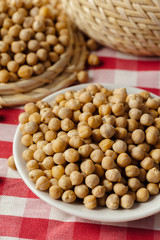 Soybean in wood bowl