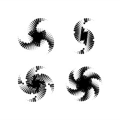 Abstract dotted star. Halftone effect surface. Black dots on white background. Black and white sunburst