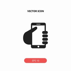mobile phone in hand vector icon