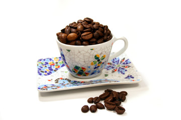 Espressotasse gaudi mit Bohnen
