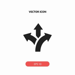 three-way direction arrow vector icon