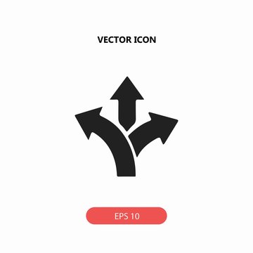 three-way direction arrow vector icon