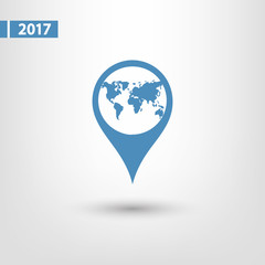 Map pointer flat icon, vector illustration. Flat design style 