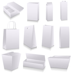 vector set: white paper - packaging and ci-dummies to place your design on
