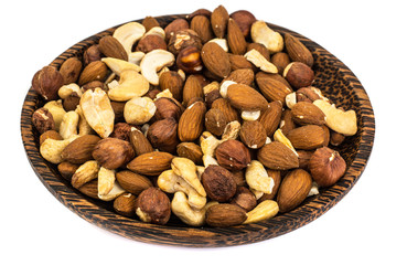 A mixture of nuts, cashews, almonds and hazelnuts