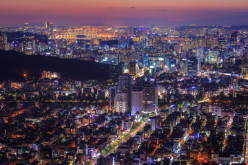 Fototapeta na wymiar Seoul City in Twilight, South Korea.