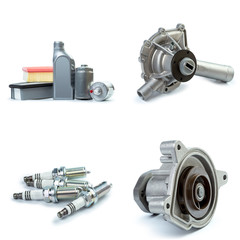 Various car parts necessary for vehicle service