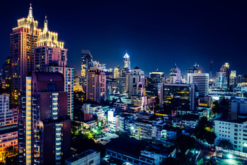 City of Bangkok at night. Thailand