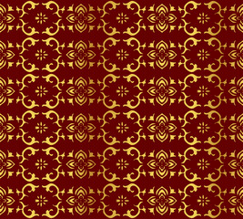 Seamless Golden Chinese Background Cross Spiral Frame Flower