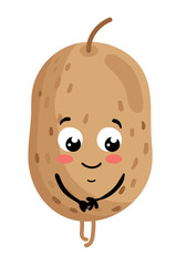 Cute vegetable potato cartoon character isolated on white background vector illustration. Funny positive and friendly potato emoticon face icon. Happy smile cartoon face, comical vegetable mascot