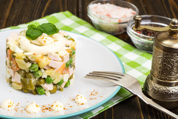 Salad of boiled vegetables with mayonnaise
