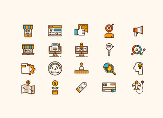 Online marketing icons set