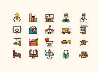 School icons set.