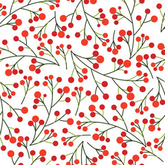 Seamless christmas background with berries design