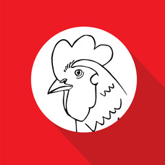 Symbol rooster chicken with doodle design