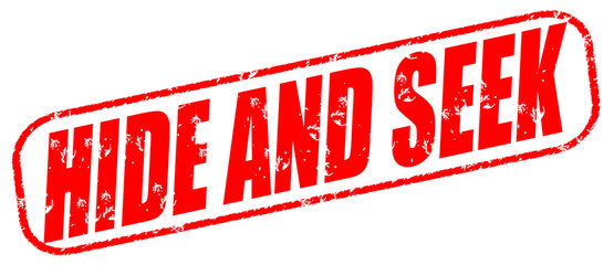 Hide and seek on the white background, red illustration