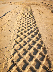 Tyre tracks on the sand