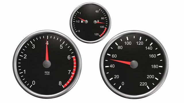 Tachometer and speedometer moving animation