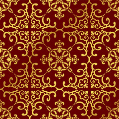 Seamless Golden Chinese Background Curve Spiral Cross Chain