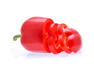 Red bell peppers isolated on white background.