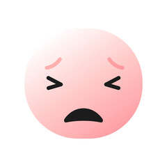 pink sad depressed emoticon , emoji, smiley - vector illustration
