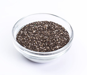 Chia seeds on white background