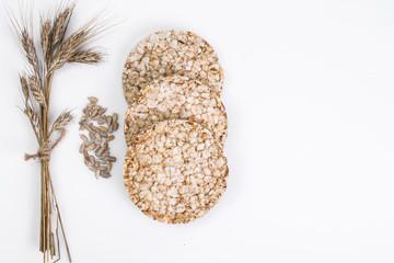Dietary food: bread from whole grains, and yogurt
