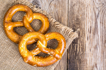 Pretzels  with salt: traditional snack for beer