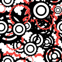 Bright industrial seamless pattern with colorful gears and cogs of different shape flat vector illustration