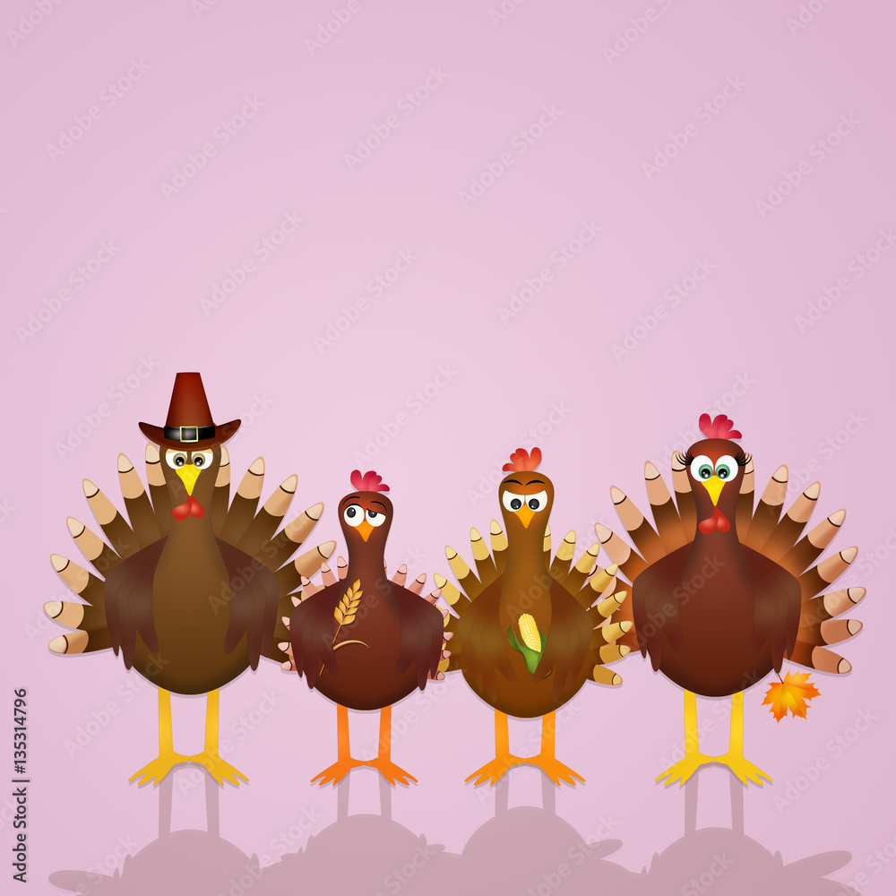 Sticker family of turkeys