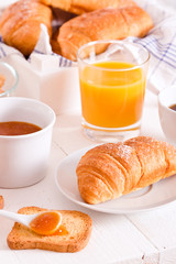 Breakfast with croissants.