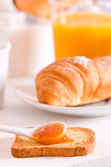 Obraz na płótnie Canvas Breakfast with croissants.