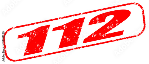 "112 on the white background, red illustration" Stockfotos und